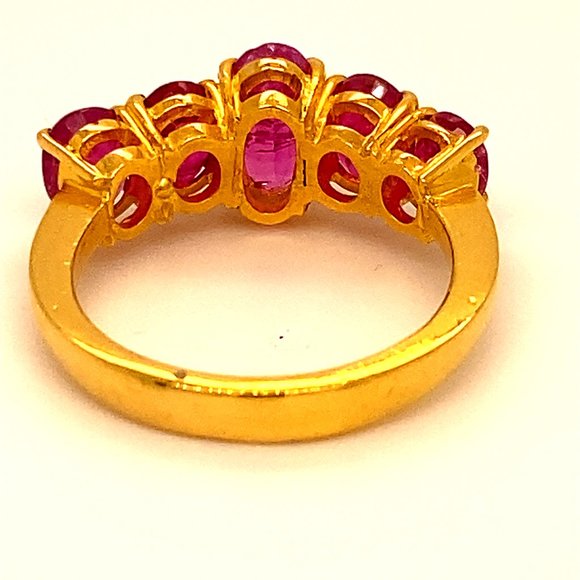 Burmese Ruby 2.30ct Solid 22K Multistone Gold Ring - Picture 7 of 9